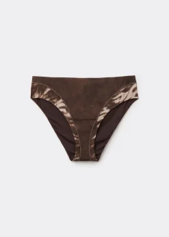 Bas de Bikini Taille Haute Brown Suede