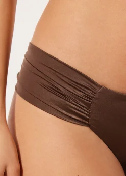 Bas de maillot brésilien avec drapé Shiny Satin