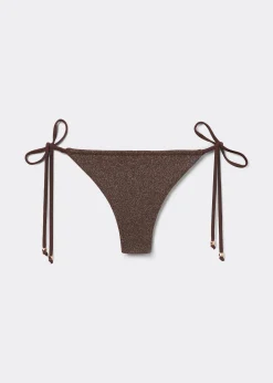Bas de maillot brésilien à lanières Brown Glitter