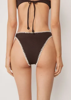 Bas de maillot brésilien taille haute Bicolor Embroidery