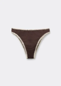Bas de maillot brésilien taille haute Bicolor Embroidery