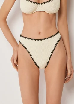 Bas de maillot brésilien taille haute Bicolor Embroidery