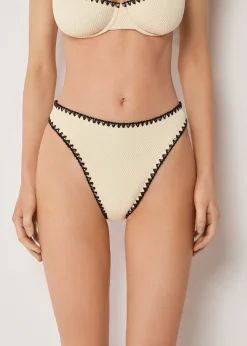 Bas de maillot brésilien taille haute Bicolor Embroidery