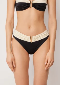 Bas de Maillot de Bain Taille Haute Elegant Bicolore
