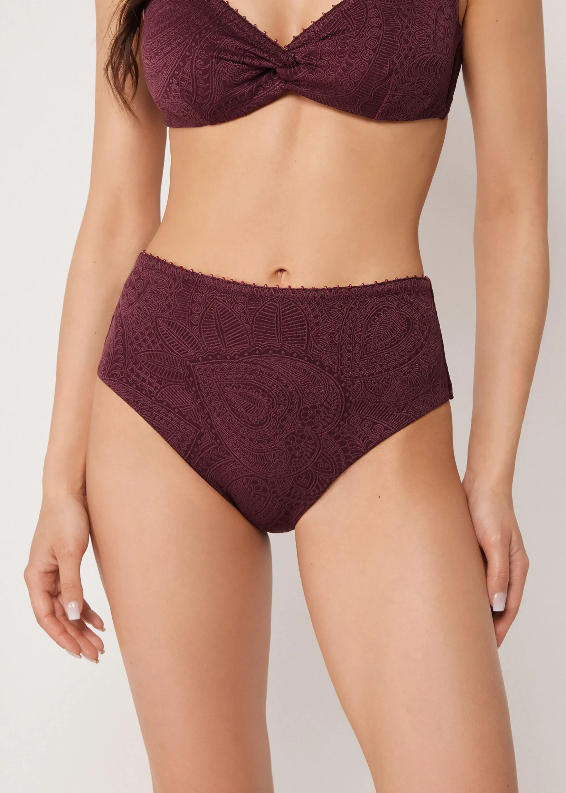 Bas de Maillot de Bain Taille Haute Precious Jacquard