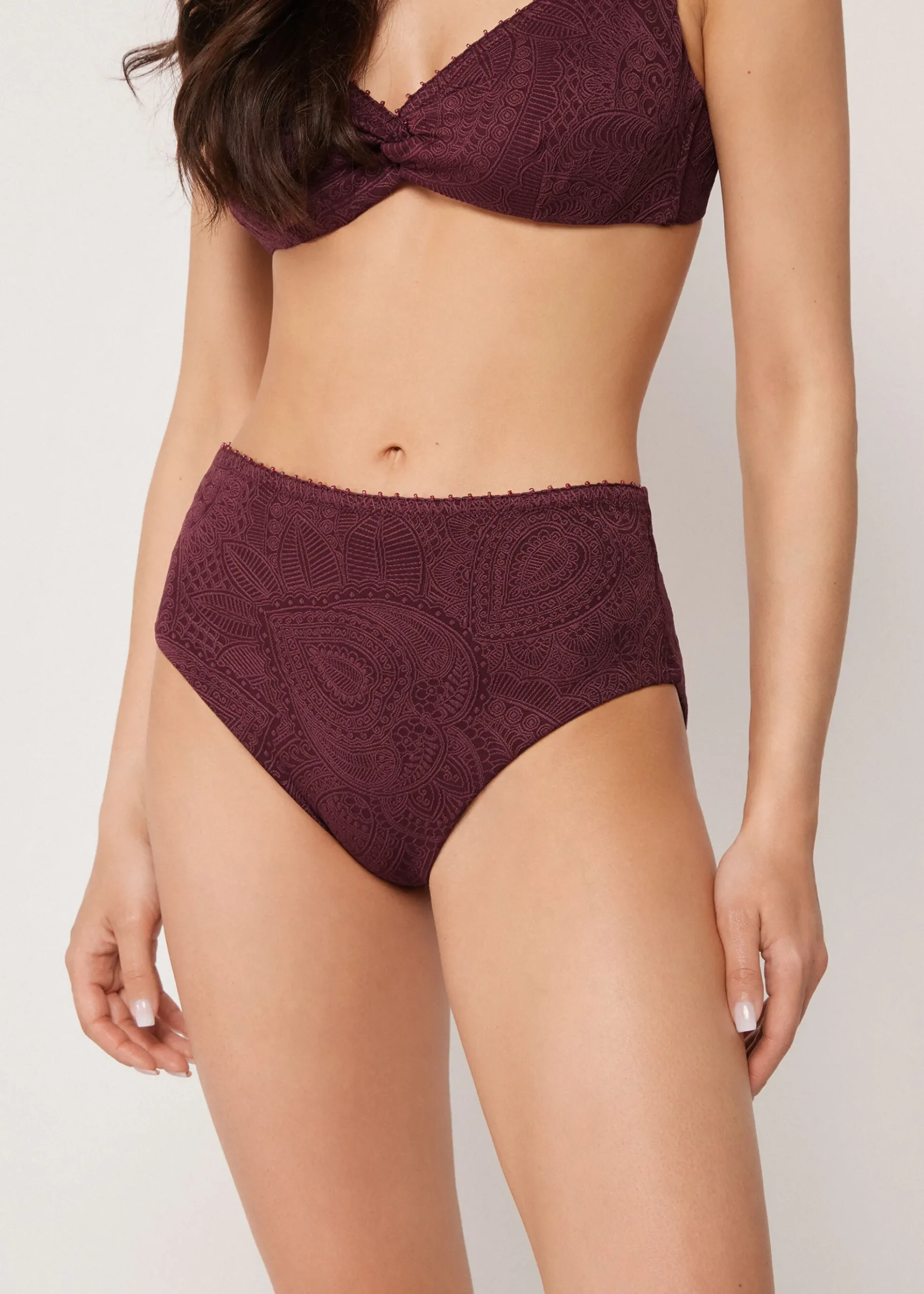 Bas de Maillot de Bain Taille Haute Precious Jacquard