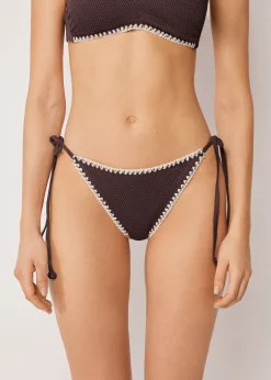 Bas de maillot à lanières Bicolor Embroidery