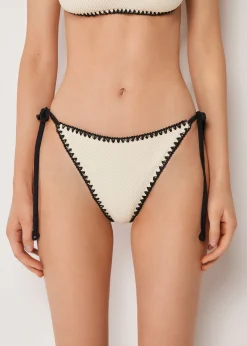Bas de maillot à lanières Bicolor Embroidery