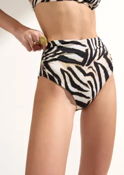 Bas de maillot taille haute Savannah Zebra