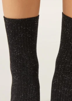 Chaussettes courtes en cachemire à paillettes