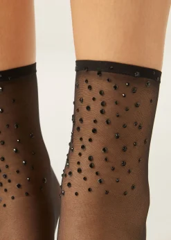 Chaussettes Courtes Voile à Strass