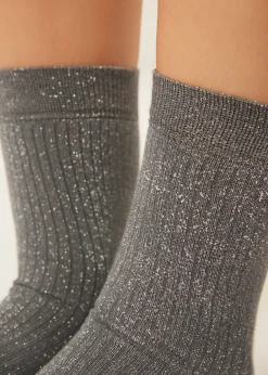 Chaussettes côtelées glitter