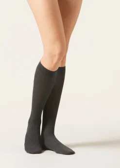 Chaussettes hautes côtelées