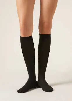 Chaussettes hautes côtelées