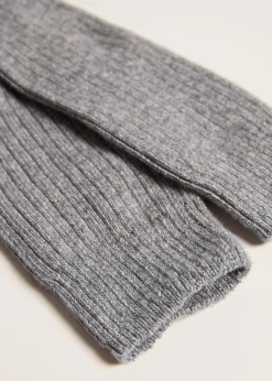 Chaussettes hautes côtelées en laine avec cachemire