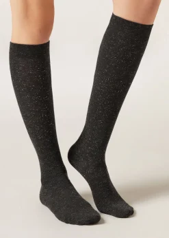 Chaussettes Hautes en Cachemire et avec Paillettes