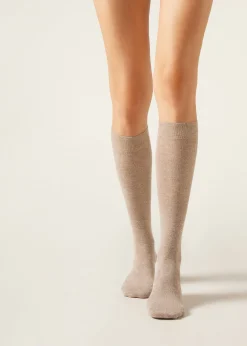 Chaussettes Hautes en Cachemire et avec Paillettes