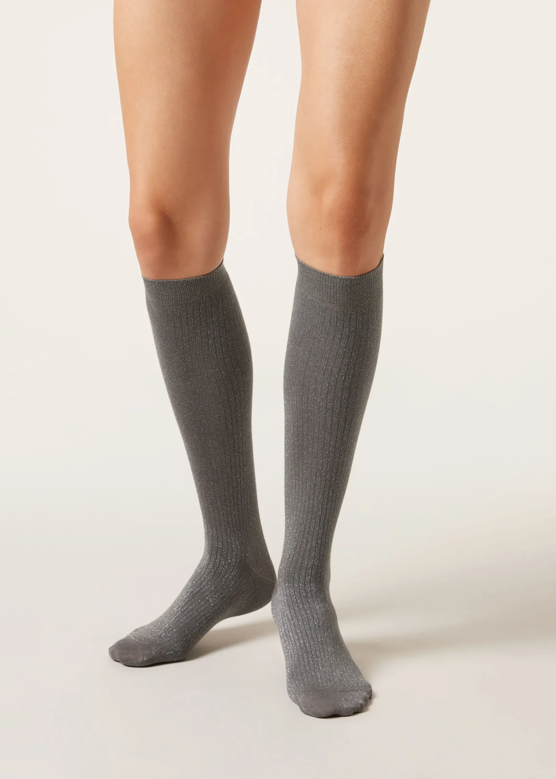 Chaussettes hautes en coton côtelé