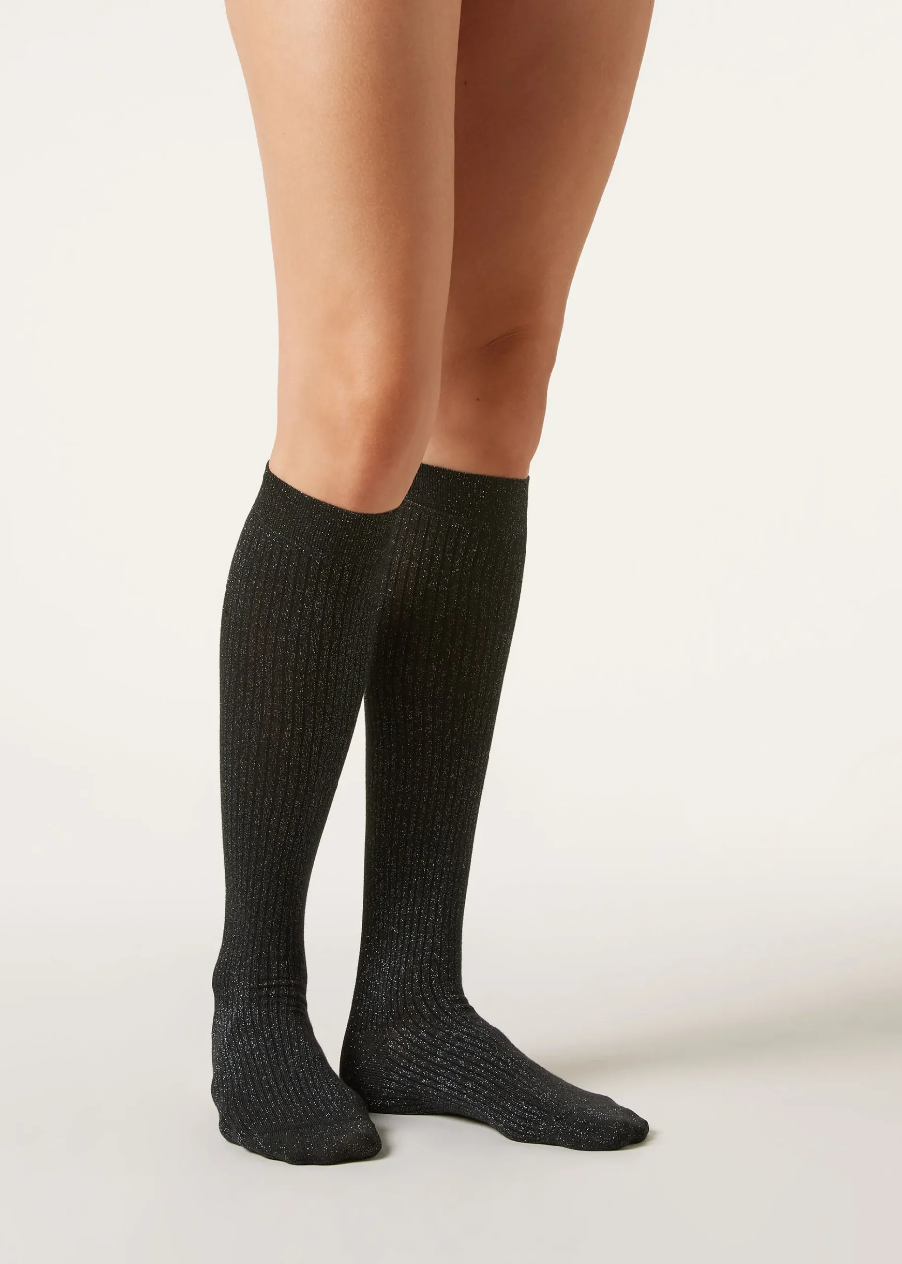 Chaussettes hautes en coton côtelé