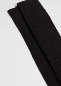 Chaussettes longues côtelées avec laine et cachemire pour homme