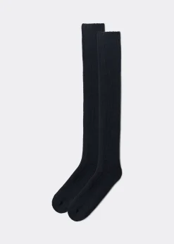 Chaussettes longues côtelées avec laine et cachemire pour homme