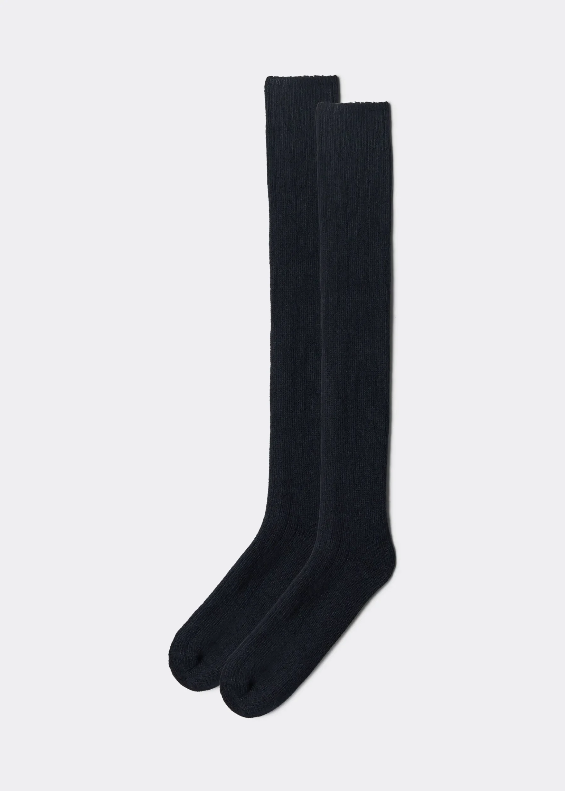 Chaussettes longues côtelées avec laine et cachemire pour homme