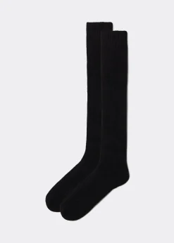 Chaussettes longues côtelées avec laine et cachemire pour homme