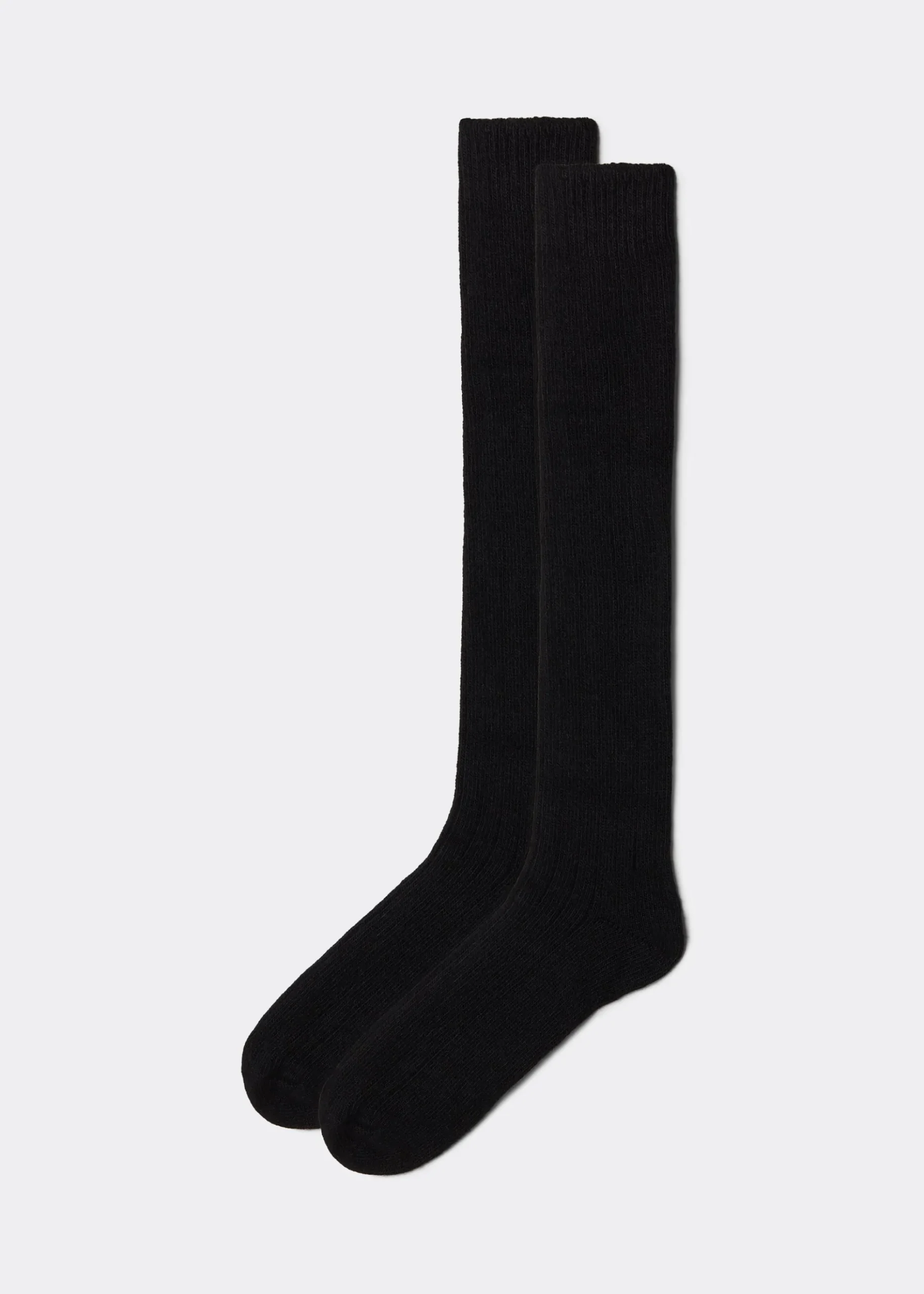 Chaussettes longues côtelées avec laine et cachemire pour homme