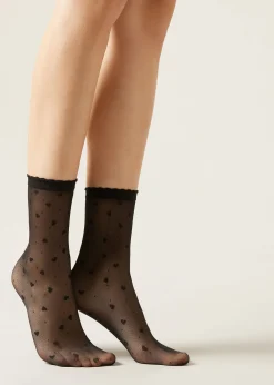 Chaussettes à motifs cœurs et pois