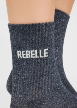 Chaussettes à paillettes avec inscription