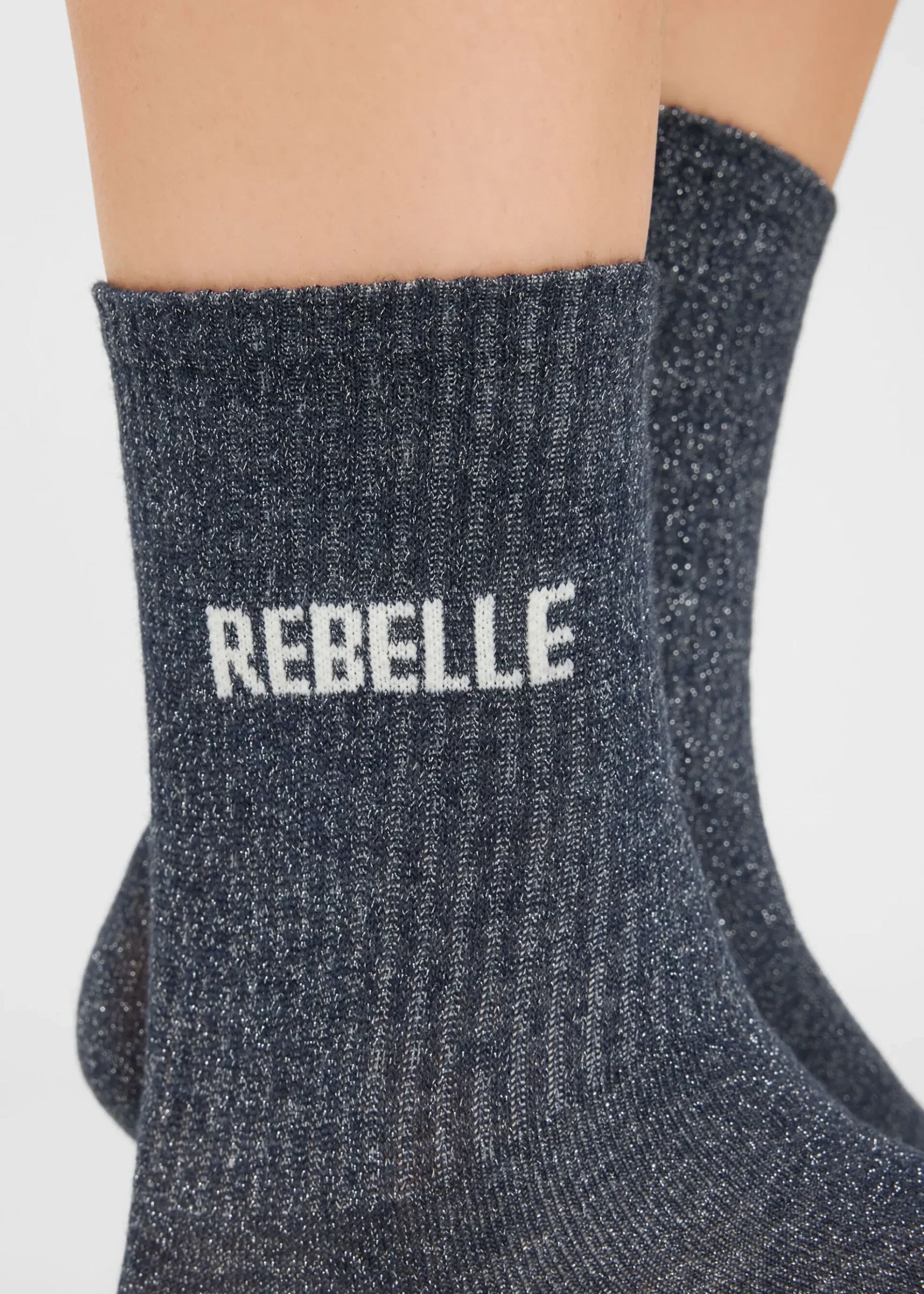 Chaussettes à paillettes avec inscription