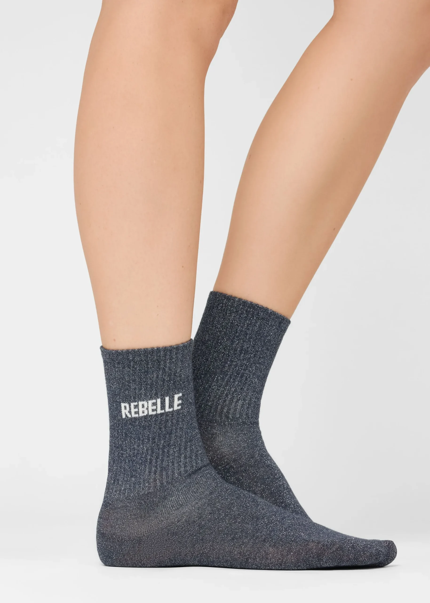 Chaussettes à paillettes avec inscription