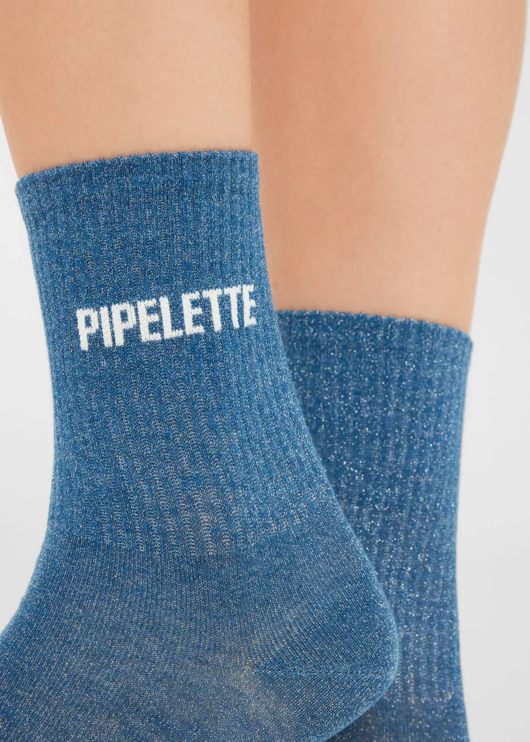Chaussettes à paillettes avec inscription
