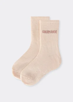 Chaussettes à paillettes avec inscription