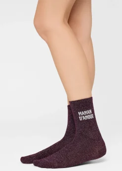 Chaussettes à paillettes avec inscription