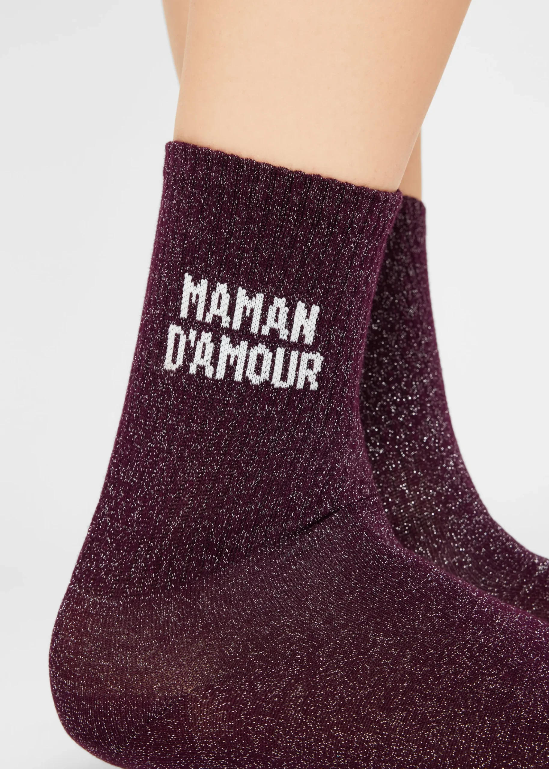 Chaussettes à paillettes avec inscription