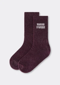 Chaussettes à paillettes avec inscription
