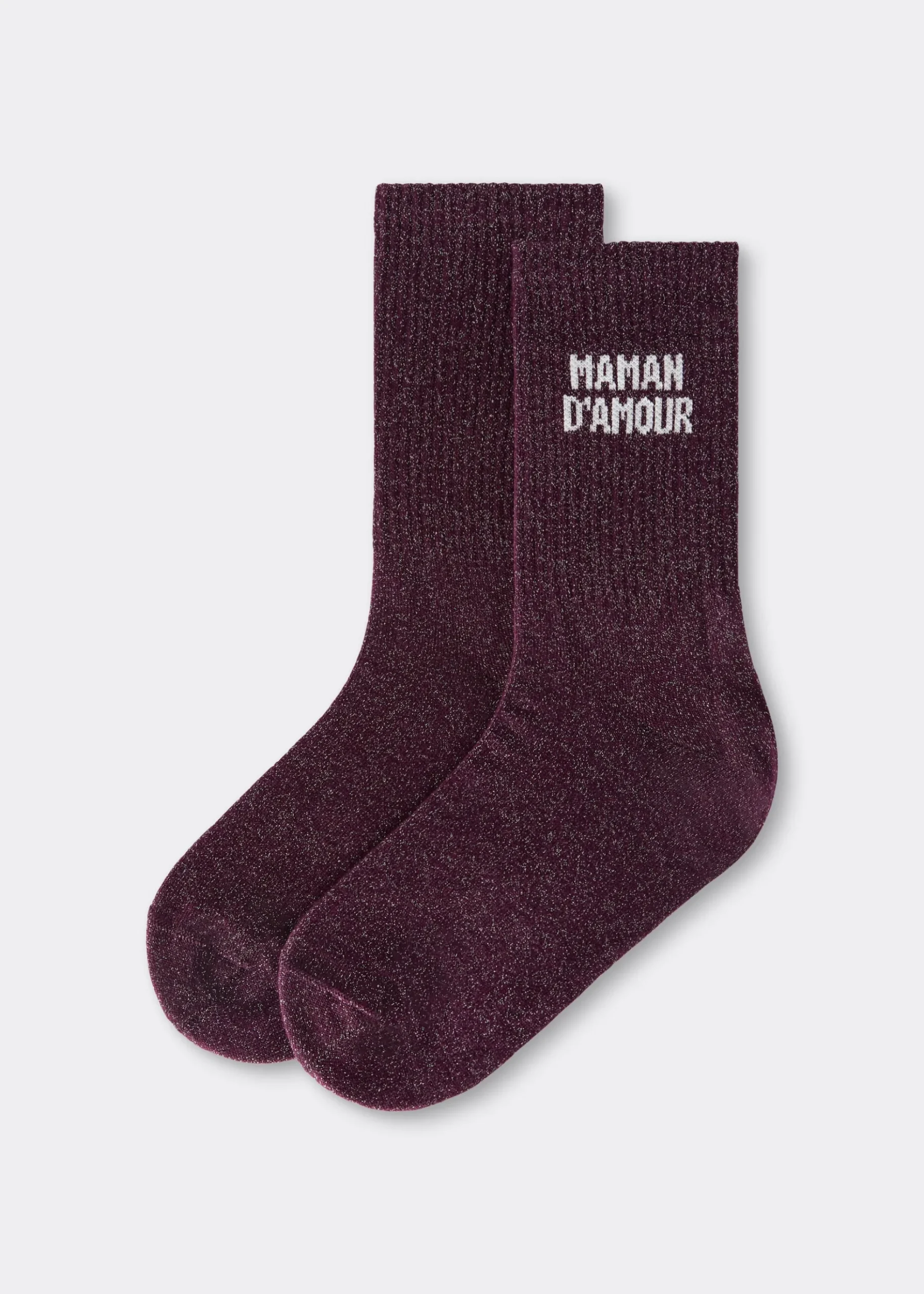 Chaussettes à paillettes avec inscription