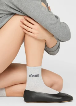 Chaussettes à paillettes avec inscription