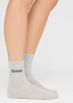Chaussettes à paillettes avec inscription