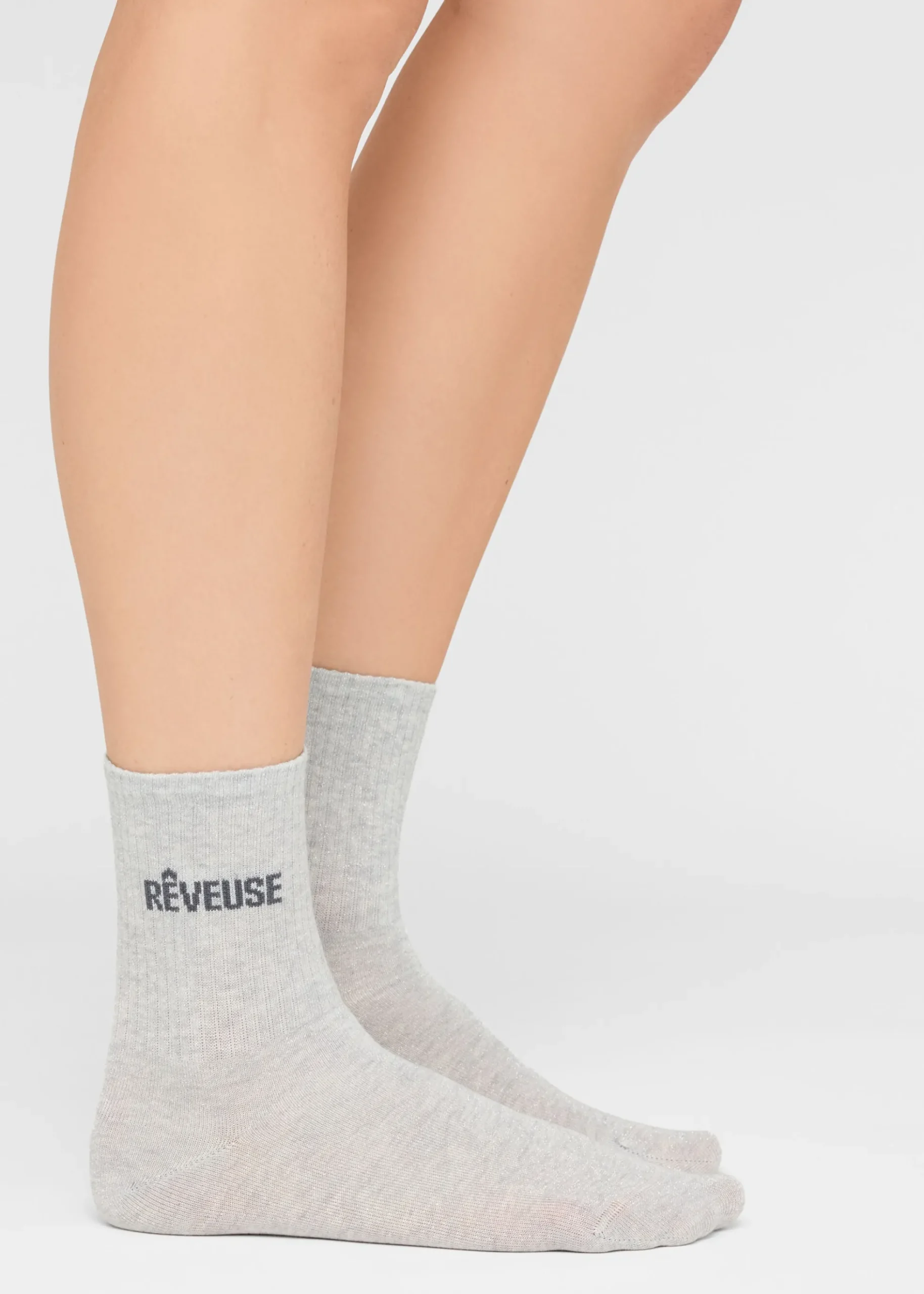 Chaussettes à paillettes avec inscription