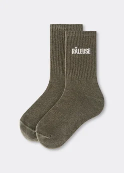 Chaussettes à paillettes avec inscription
