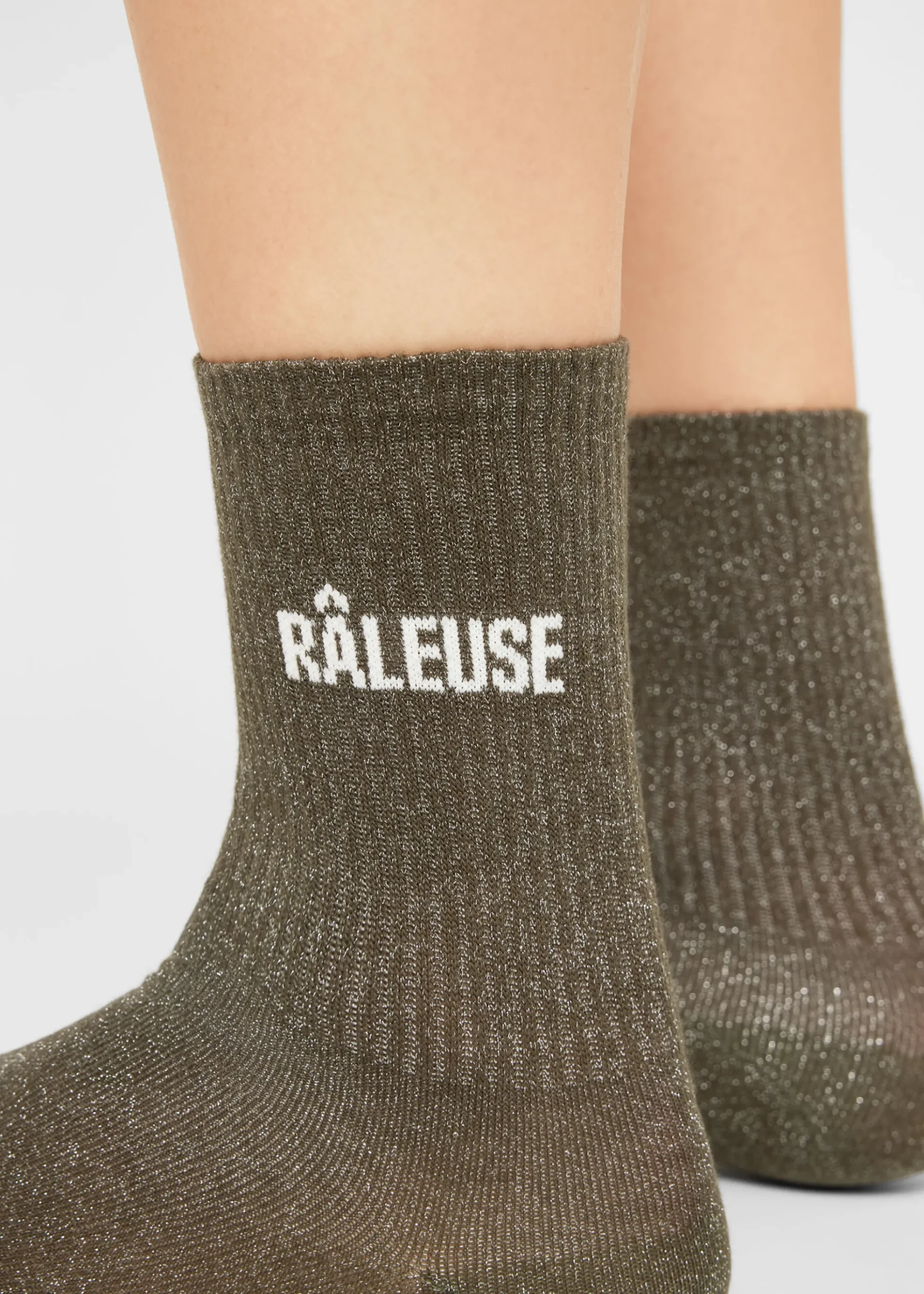 Chaussettes à paillettes avec inscription