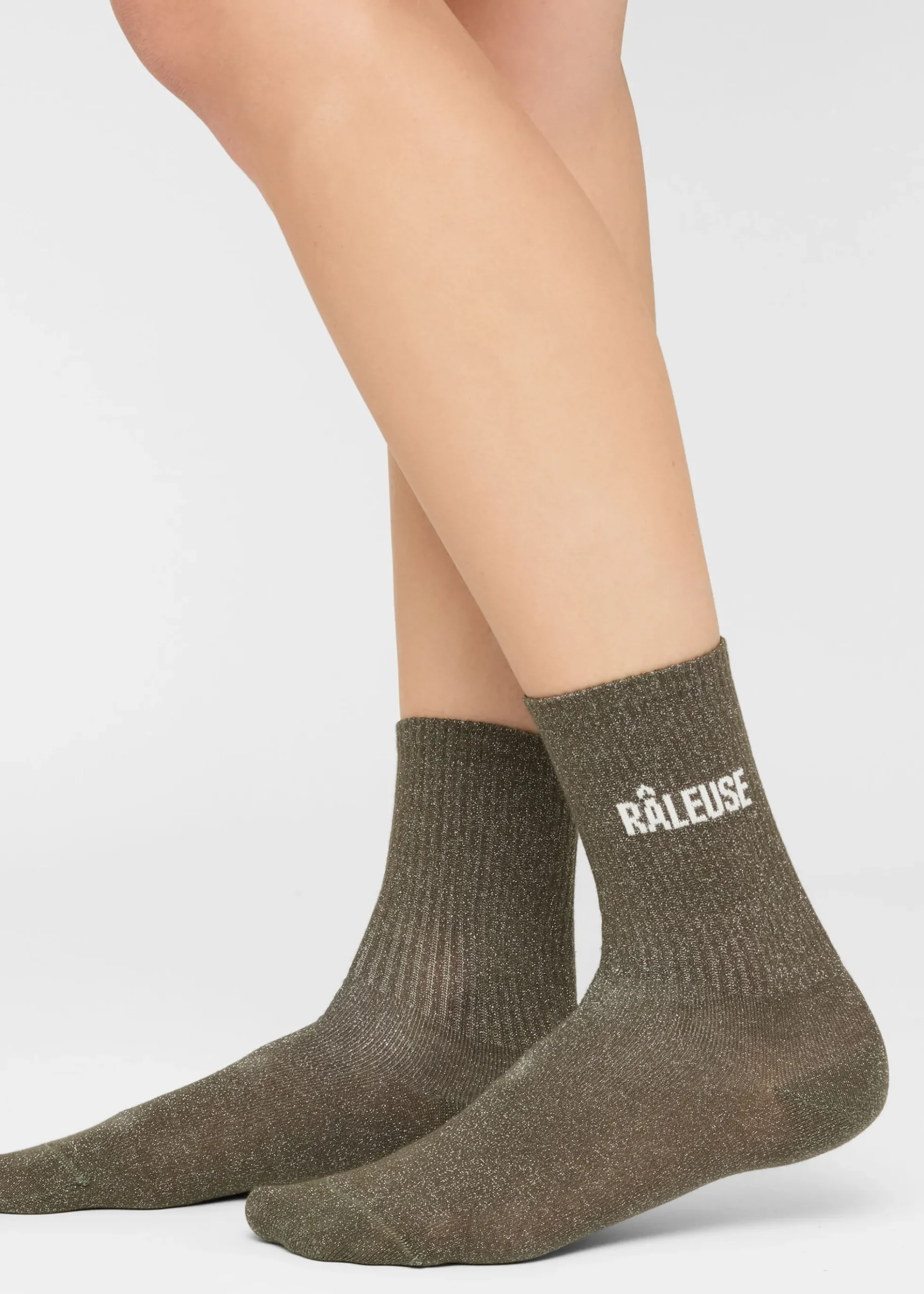 Chaussettes à paillettes avec inscription