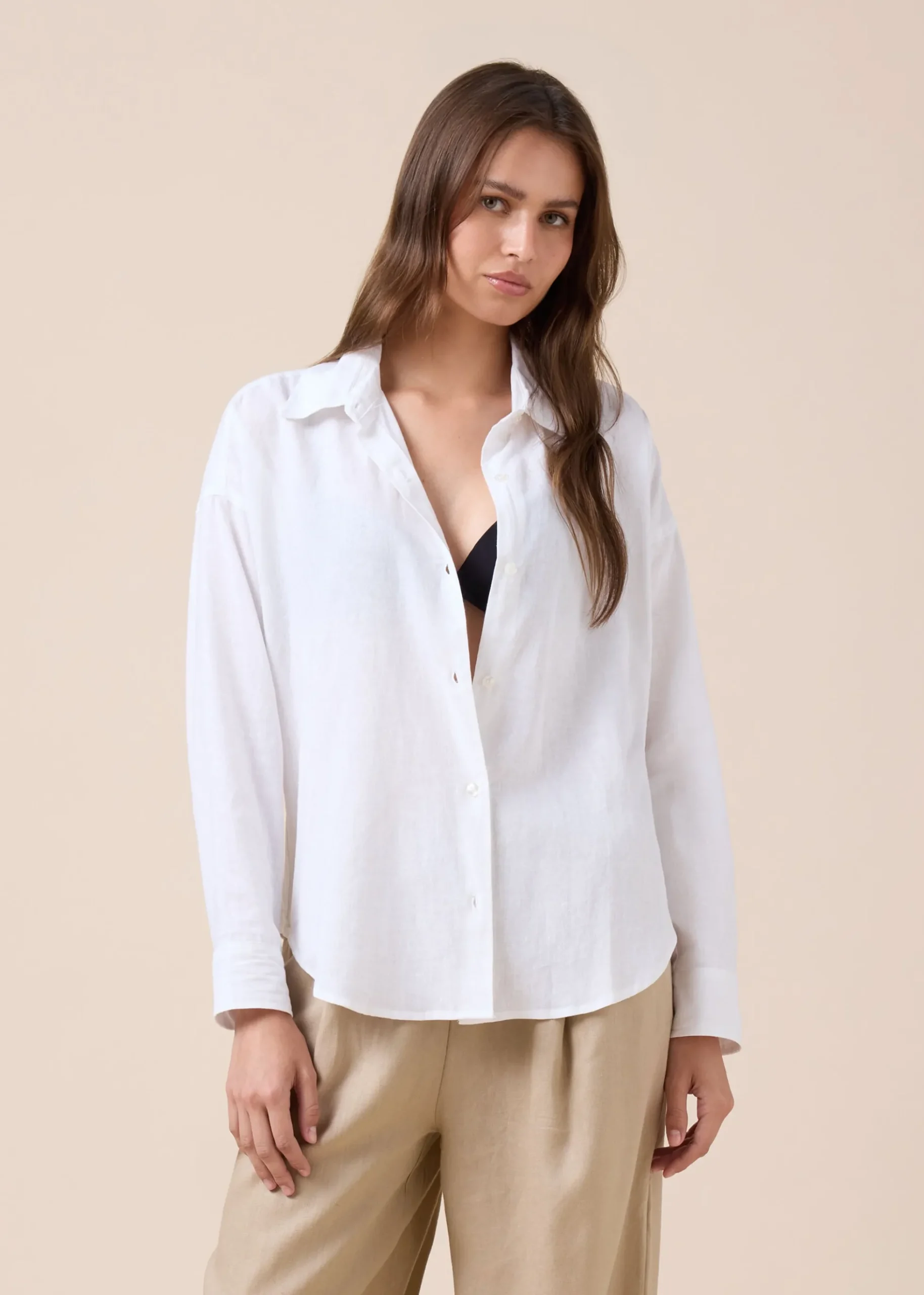 Chemisier court en lin et viscose