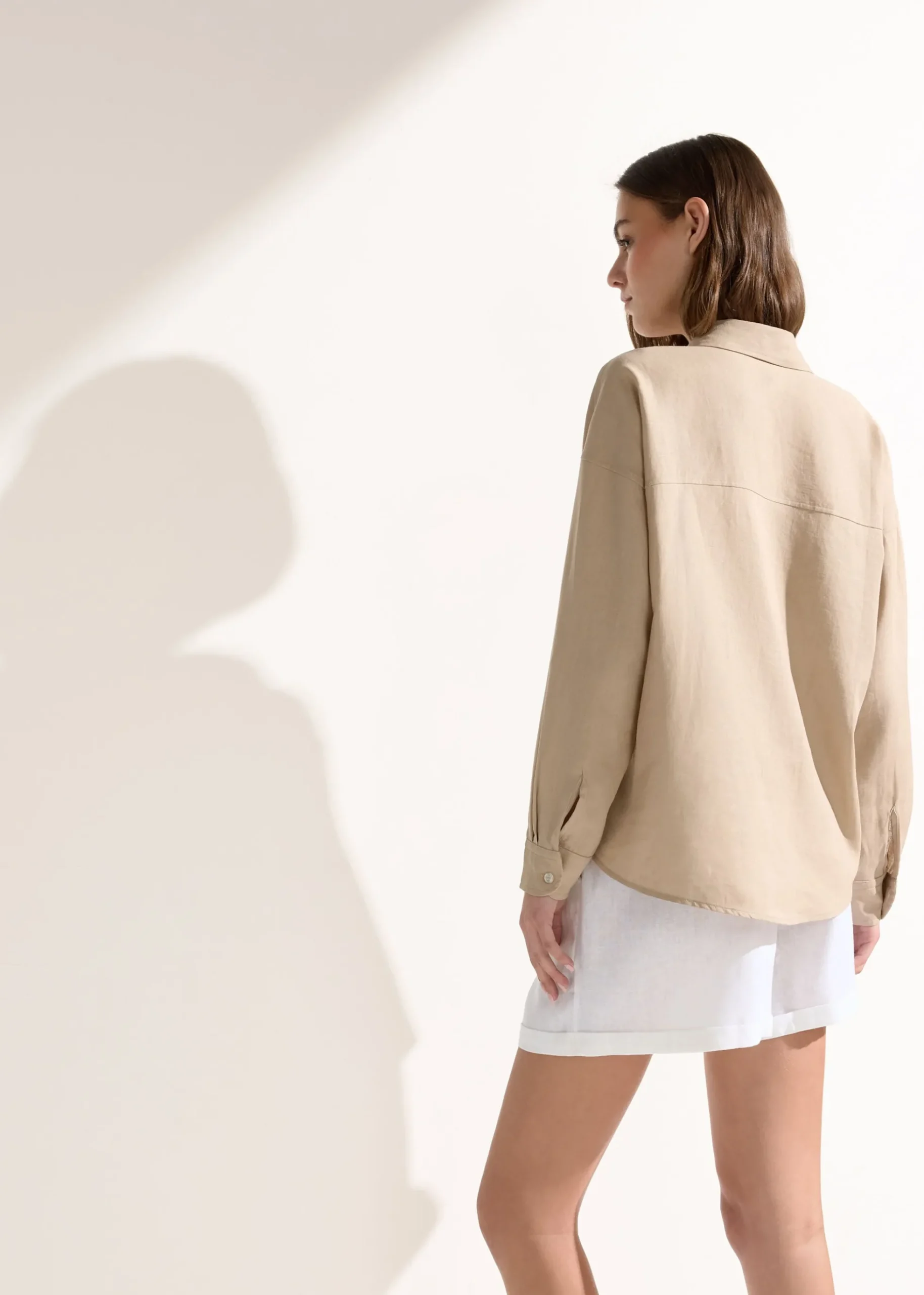 Chemisier court en lin et viscose
