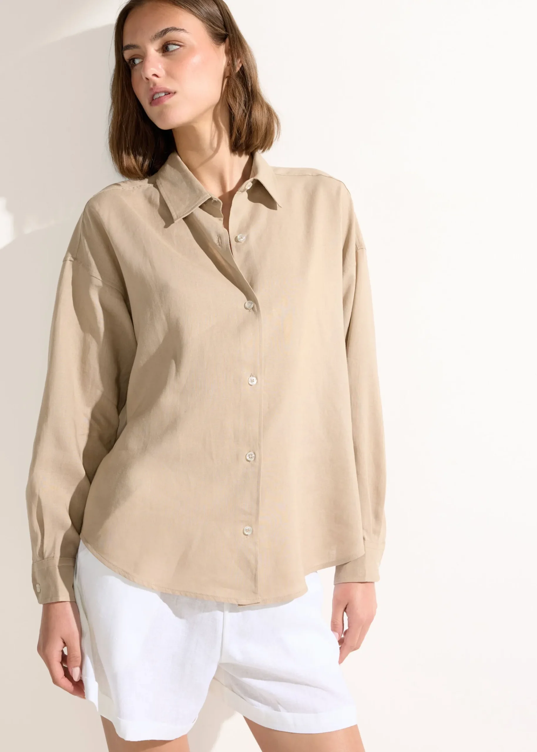 Chemisier court en lin et viscose