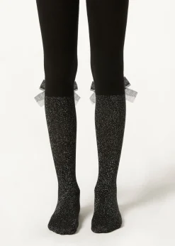 Collant Effet Chaussettes Hautes en Coton Fille