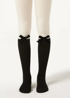 Collant Effet Chaussettes Hautes en Coton Fille
