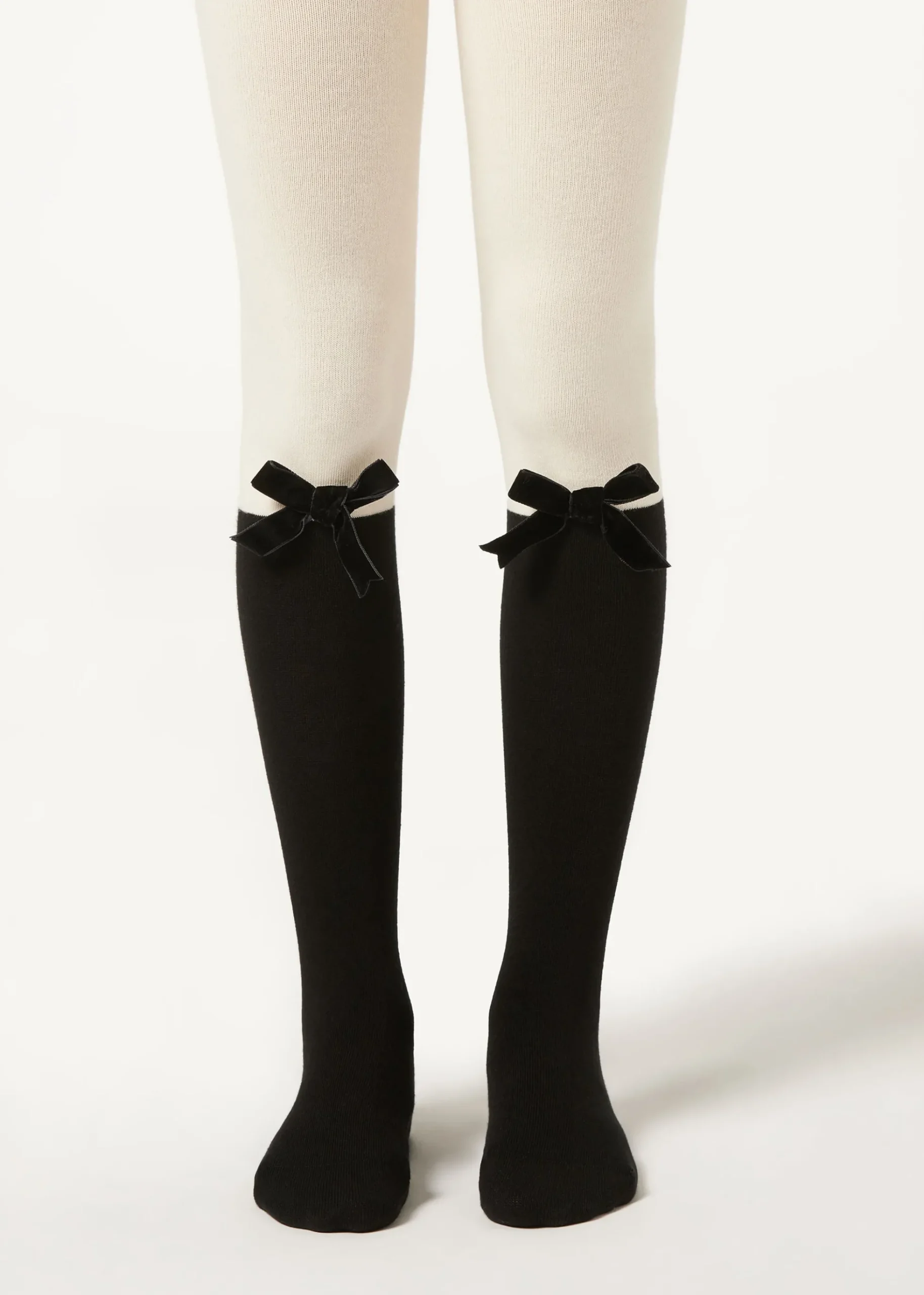 Collant Effet Chaussettes Hautes en Coton Fille